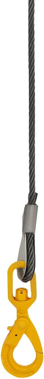 Winch Cable, 1/2" X 100' Carbon Steel Wire Winch Rope with Swivel Hook, Self Locking Towing Wrecker Roll Back 4,400lbs Working Load Limit for Lifting, Rigging, Towing (Yellow)