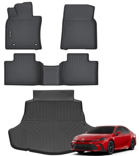 NIKALAIKA Floor Mats & Cargo Liner for 2025 2026 Toyota Camry (Include Hybrid) LE/SE/XLE/XSE All Weather Protection TPE Rubber Full Set Automotive Floor Liners Accessories Odorless Anti-Slip Black