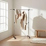 INDE MOBLEKIT | Perchero Extensible de Acero Inoxidable 90-145x42x90-160 cm con...