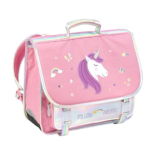 Cartable fille licorne Viquel à 2 compartiments rose pour l'école primaire