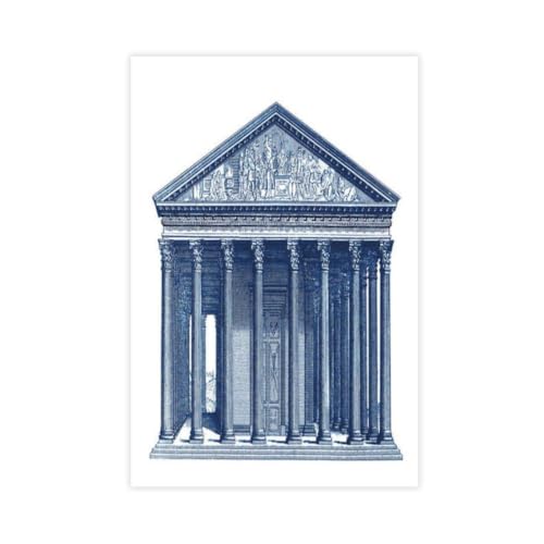 Poster Façades Architecturales Européennes Bleu Indigo 61x91,4 cm