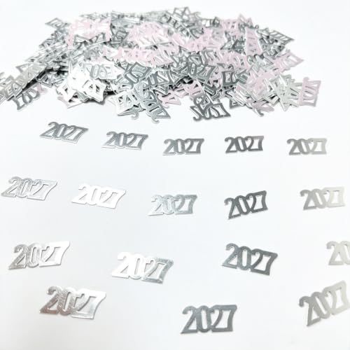 2027 Happy New Years Table Confetti,Welcome 2027 Table Confetti for Winter Holiday New Year Eve Party Decorations Supplies (Sliver)