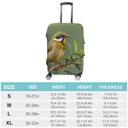 Outdoor Olive Green Flowering Birds Luggage Cover Dustproof Travel Suitcase Cover Elastic Suitcase ProtectorFit 19-32 Inch Luggage，S2