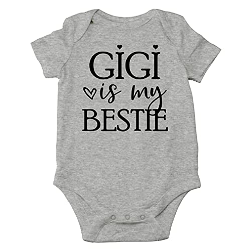 AW Fashions Gigi Is My Bestie Baby Bodysuit Funny Adorable Romper Clothing for Boys, Girls, and Unisex (Newborn, Sports Grey)
