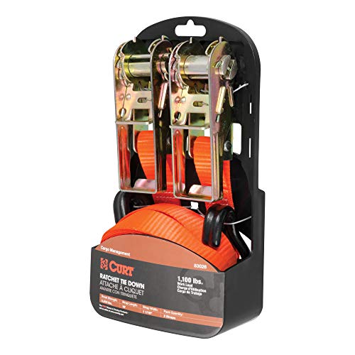 Curt 83026 1-Inch X 16-Foot Orange Nylon Ratchet Straps, 3,300 Lbs. Break Strength, 2-Pack #TOP7