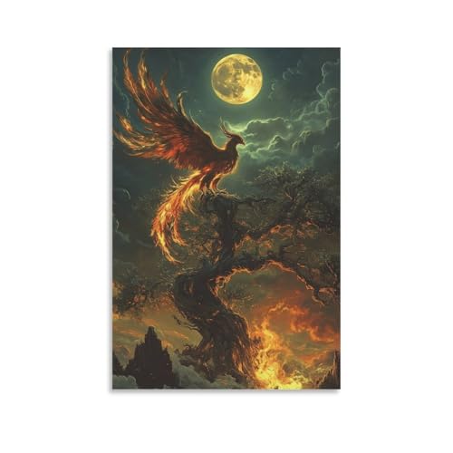 Cuadros de fénix en lienzo para renovar paredes vacías de salones apagados 50x75cm