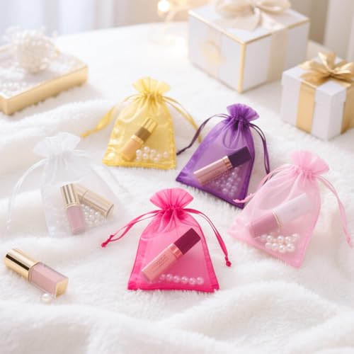 Image of joycraft 50Pcs Organza Bags, 2x3 inch Gift Favor Bags, Mixed Colors Wedding Favor Bags, Jewelry Pouches with Drawstring, Mesh Bags Drawstring for Jewelry, Festival, Makeup, Candy, Desserts