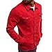 LONGBIDA Men's Casual Classic Denim Jacket Slim Fit Fashion Jean Coat(Red,L)