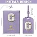 COSHAYSOO Purple Initial Passport Cover Holder and Luggage Tag Set TSA Approved with Chenille Letter Patch for Women Teenage Girls, Fashion Travel Bag Backpacks Suitcase Identifier Markers (G)