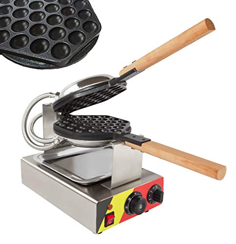 Nicopower Bubble Waffle Maker For Egg Puff And Hong Kong Waffles | Stainless Steel With Improved Manual Thermostat | 1 Large Hexagon Shaped Waffle | 110V | Red #TOP1