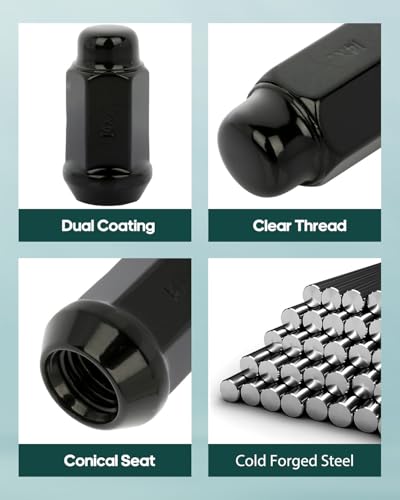 Image of SCITOO 24PCS M14x2 Wheel Lug Nuts M14x2 Black Wheel Studs Lug Nut Fit for 86,for Accord,for Accord Crosstour,for Avalon