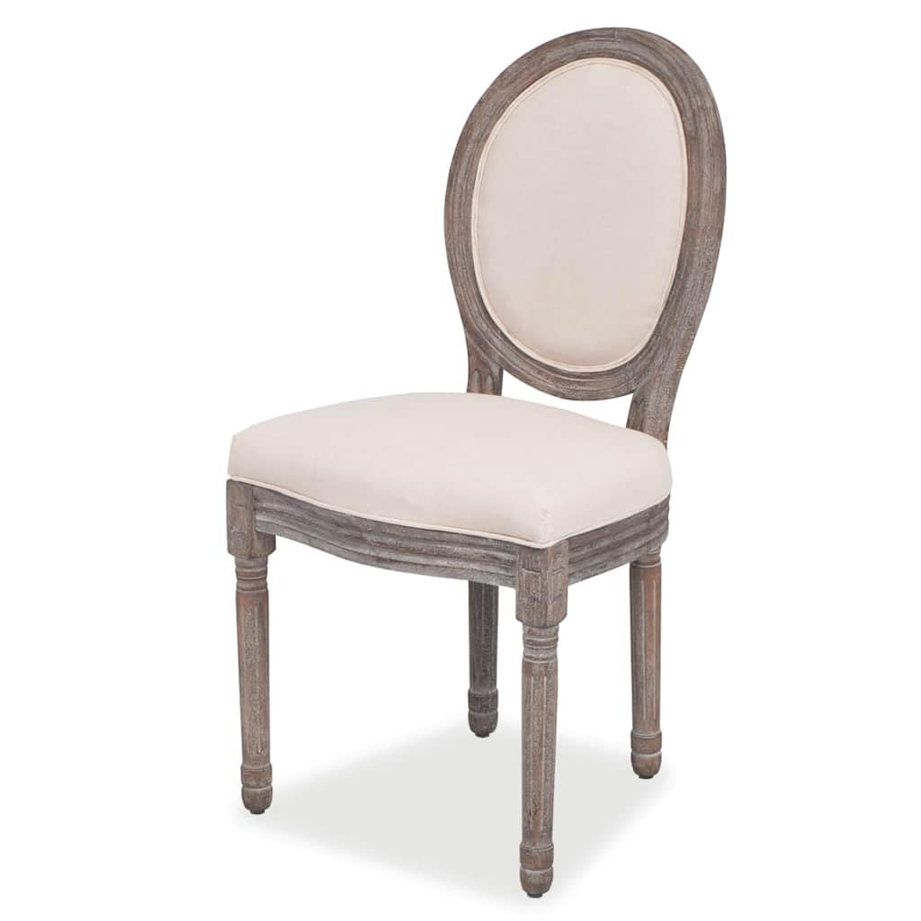 Set di 2 sedie da sala da pranzo in lino color crema con seduta imbottita
