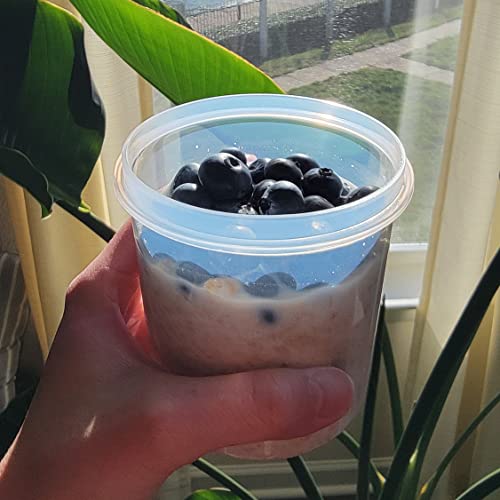 Overnight Oats Container With Lids (4-Piece Set) - 16 Oz Plastic Containers With Lids - Oatmeal Container To Go | Portable Cereal And Milk Container On The Go | Airtight Snap Lock Storage Jars #TOP2
