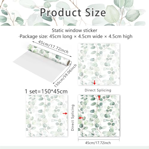 Película para ventana decorativa hojas verdes 59x17.7 in miniatura 6