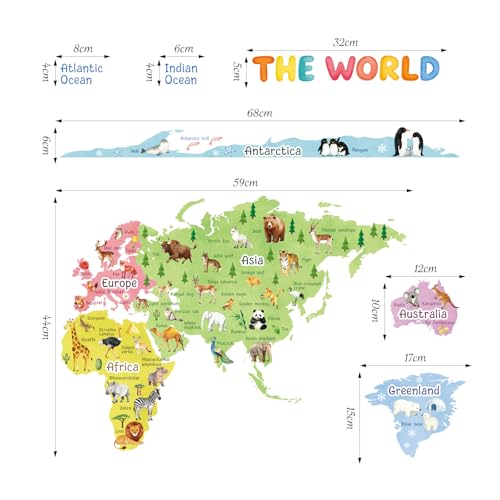 Vinilo Decorativo Mapa Mundo Animal en Vinilo Adhesivo miniatura 5