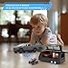 1/32 Alloy Car Trucks Toy Pickup Trailer RV Model Kit with Beach Motorcycle, Diecast Alloy Metal RV Car Model Toys with Sound Light and Pull Back Power,Christmas Birthday Gift for Boy Girl-Black