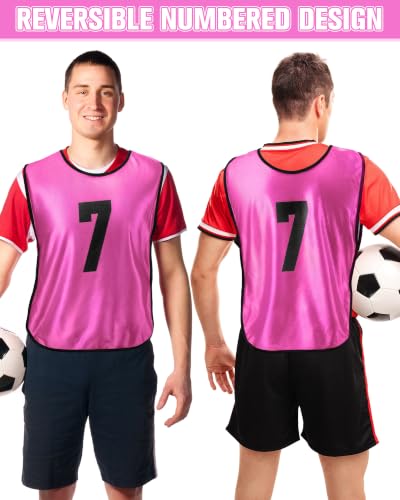 Image of Yahenda 24 Pcs Soccer Pinnies Numbered Vests Adult