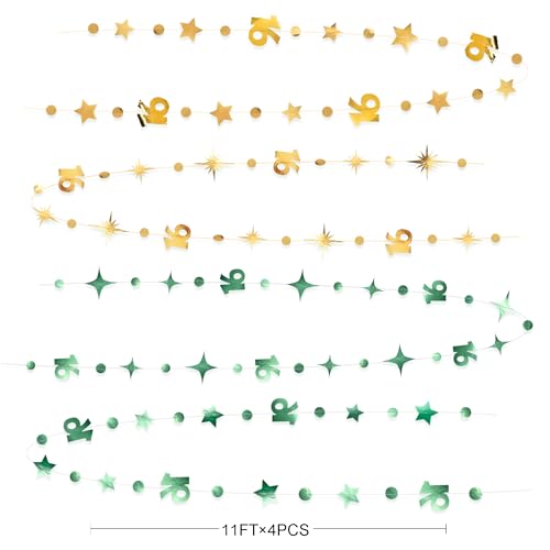 Image of Sage Green Gold Number 16 Circle Dot Twinkle Star Garland Streamer Bunting Banner Backdrop Decorations for Girls Happy 16th Birthday Sweet Sixteen 16th Anniversary Cheers to 16 Years Party Decor