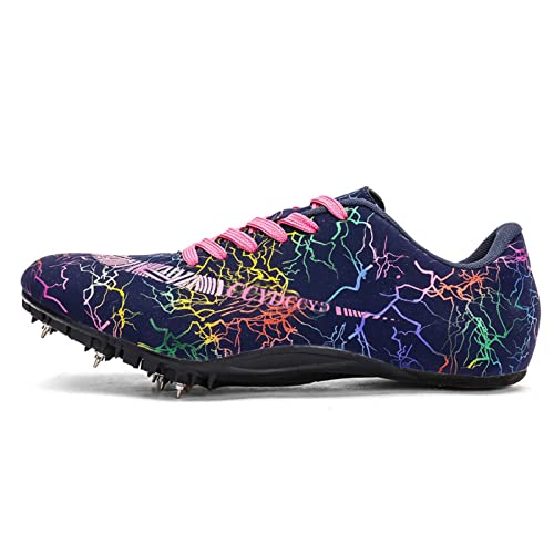 AOLEXWU Track Spikes Shoes Field Distance Running Men's Spikes Sprint Sneakers Athletic Race Jumping Breathable Training Lightweight Track Shoes for Mens Girls Women Black