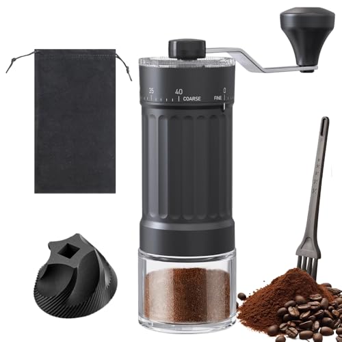 Manual Coffee Grinder, Portable Hand Coffee Bean Mill, Conical Burr Coffee Grinder with Crank and 40-Grade Adjustable Settings for Aeropress, Espresso, Pour Over, French Press, Moka Pots