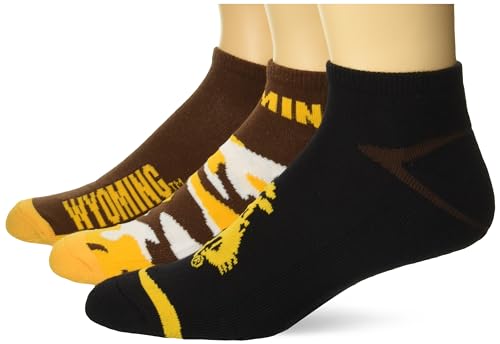 For Bare Feet NCAA Wyoming Cowboys CAMO BOOM 3 Pack Ankle Sock Team Colors Large