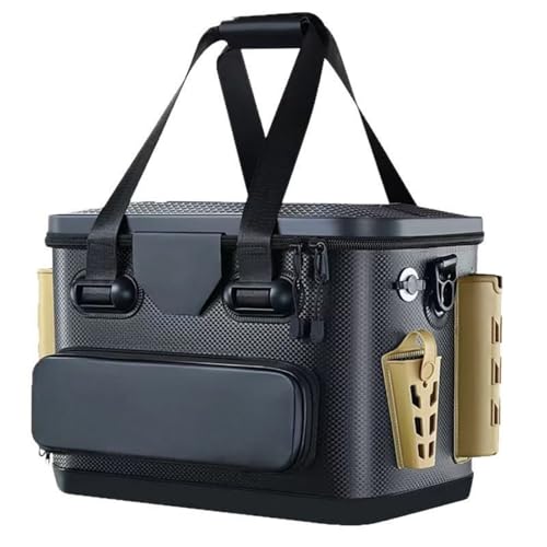 Sittable Tackle Box with Rod Holder and Plier Holder, Tackle Bag, Fishing Bucket, 45cm, EVA Material, Fishing Box, Fishing Bucket, Multi-functional Fishing, Fishing Gear, Fishing Case, Disaster No inner box S（38*25*28cm）