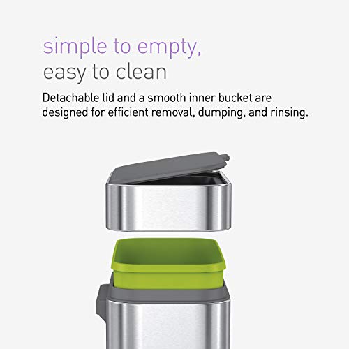 Simplehuman Compost Caddy, Detachable And Countertop Bin, 4 Liter / 1.06 Gallon, Brushed Stainless Steel #TOP5