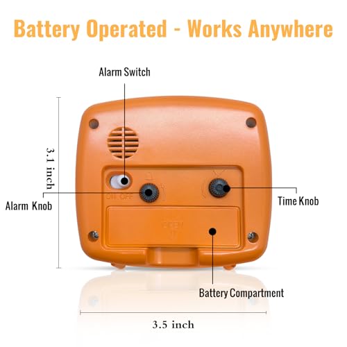 Image of Lamisola Analog Travel Alarm Clock for Bedroom, Small Desk Clock Orange | Retro Battery Clock for Bathroom Shelf Table Bedside, Night Light Silent Snooze Clear Display for Kids Senoirs Teens