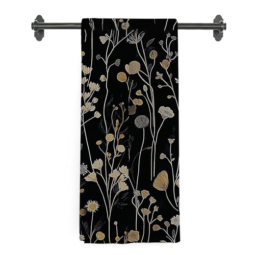nvucamd Dark Moody Floral Hand Towels for Bathroom, Vintage Flower Plant Kitchen Towels, Moody Aesthetic Cottagecore Floral Botanical Dish Tea Towel for Kitchen Decor, 16x24 Inch
