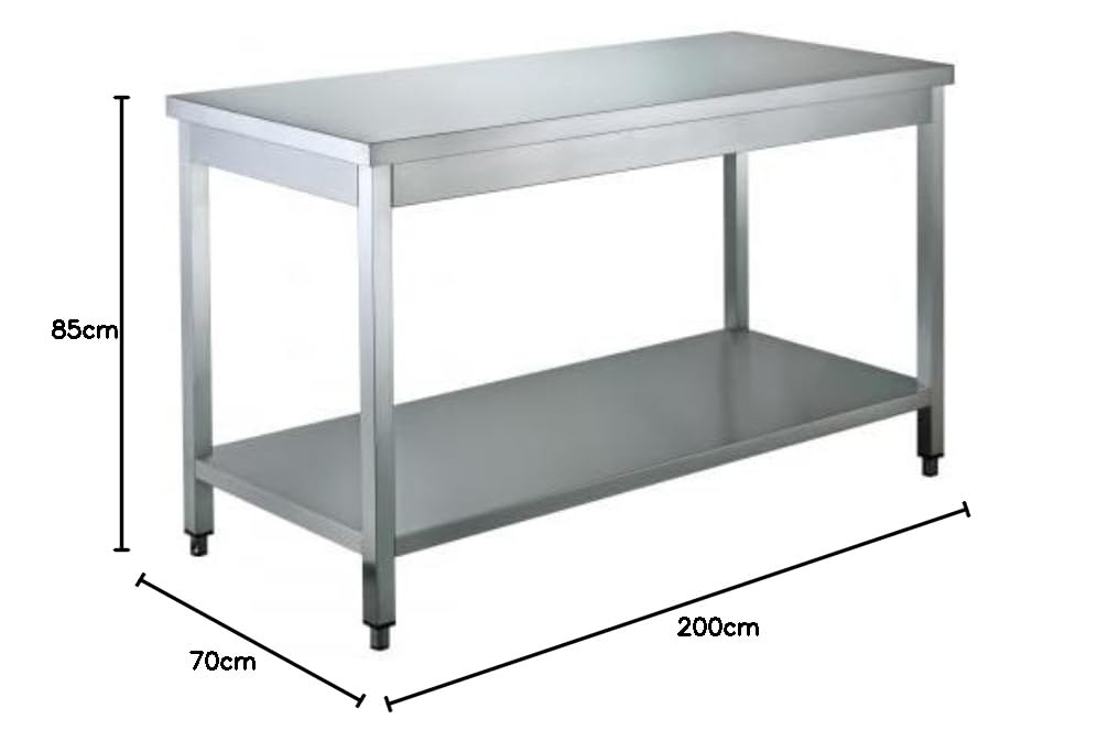 Table De Travail en INOX avec sous Tablette 2000x700mm - GDATS-207