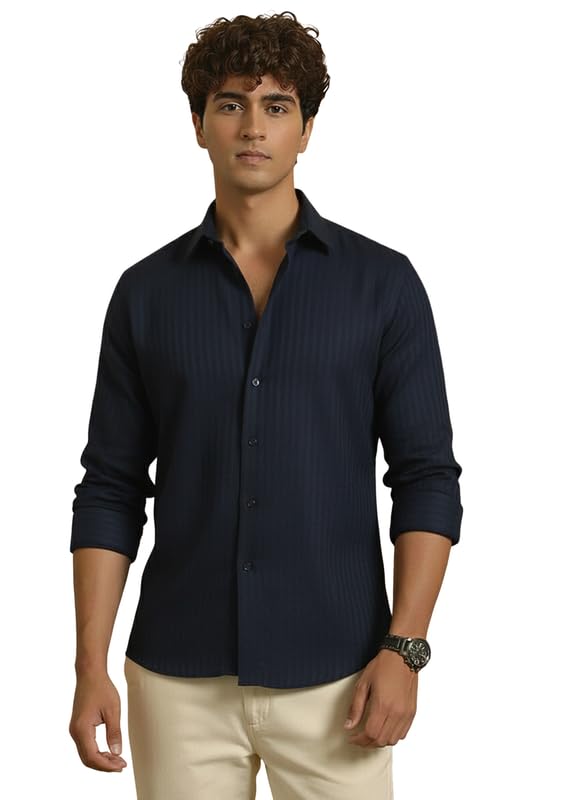 DEELMO Men’s Regular Fit Solid Soft Touch Textured Shirt || Casual, Formal and Bussiness Wear || (Available in Plus Size)