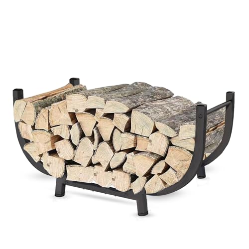Vinaloyary Estante de leña para exteriores e interiores, estante de madera de metal de 30 pulgadas, soporte de leña resistente, soporte de leña resistente para chimenea