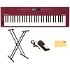 Roland GO:KEYS 3 Red Music Creation Keyboard Bundle with Sustain Pedal, Adjustable Stand, Online Piano Lessons, and Austin Bazaar Polishing Cloth