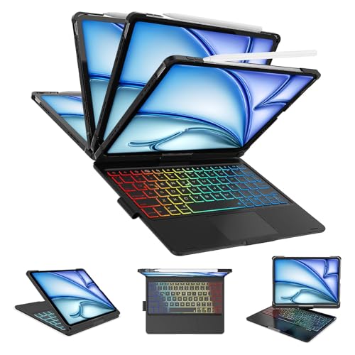 iPad Air 11インチ 2025(M3) 2024 (M2) キーボード付きケース iPad Pro 11第1/2/3/4世代/iPad Air第4/5/6世代通用 高精度タッチパッド付き 7色バ ックライト Apple pencilを充電可能 Ty