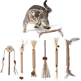 Fanshiontide 6 Packs Silvervine Chew Sticks Cat Chew Sticks, Cat Teeth Nip Cat Sticks Cleaning Teeth Chew Catnip Toys Kitten Teething Toys for Cat Teething Cat Teeth Cleaning and Stress Release