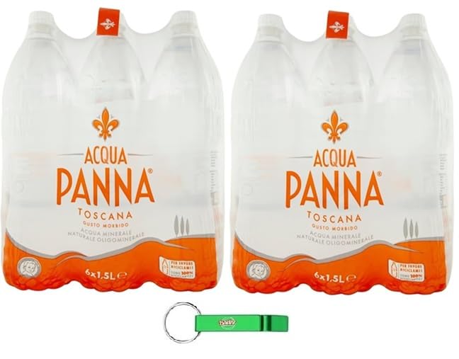 Acqua Panna Still Natural - Agua mineral (12 x 1,5 L, agua natural, mineral y llavero Beni Culinari gratuito)