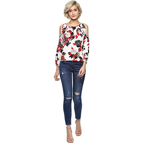 Image of Harpa Cold Shoulder White Blouse(GR5096A-WHITE)