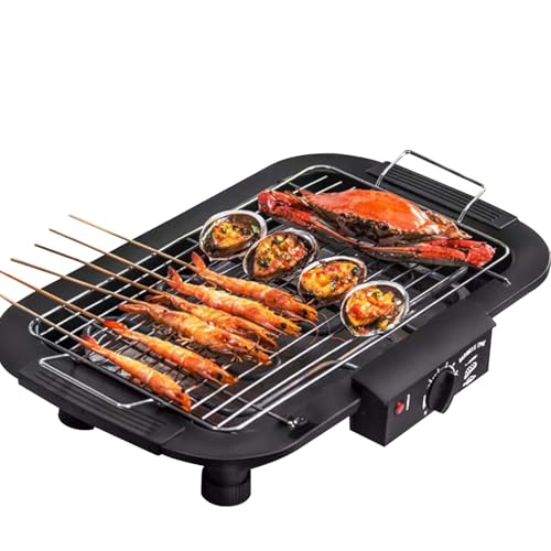 Gziztx Electric BBQ Grill 2000W Portable Electric Grill Indoor/Outdoor Barbecue, Smokeless, Non-Stick, with Adjustable Temperature Control, Removable Drip Tray, for Family and Friends BBQ Party