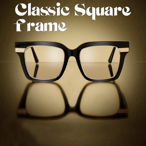 Image of Zeelool Square Blue Light Blocking Glasses for Women, Acetate Personality Fit Glasses Frame Eyegwear with Clear Lenses Taylor ZJGX799757-01B, Black