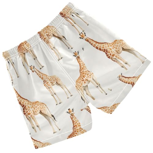Pigsaly Boys' Swim Board Shorts Watercolor Cute Giraffes Boy's Swim Trunks Kids Swimwear S Multicolor2