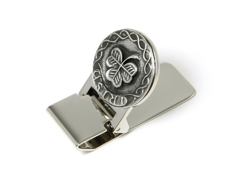 Celtic Money Clip Shamrock Design Pewter & Stainless Steel Irish Made2