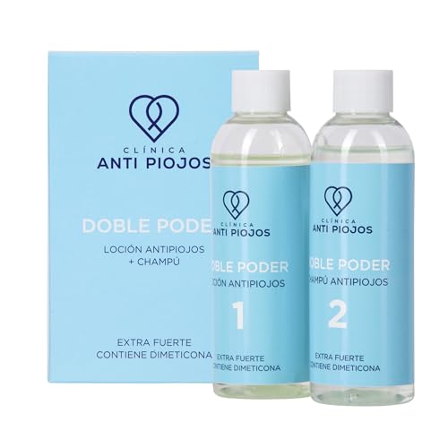 Clínica Anti-Piojos – Champú Premium contra Piojos combinado con Loción de Alta Concentración para Adultos y Niños – Tratamiento Eficaz a Base de Dimeticona con Aroma de Eucalipto y Limón – 2 x 100 ml