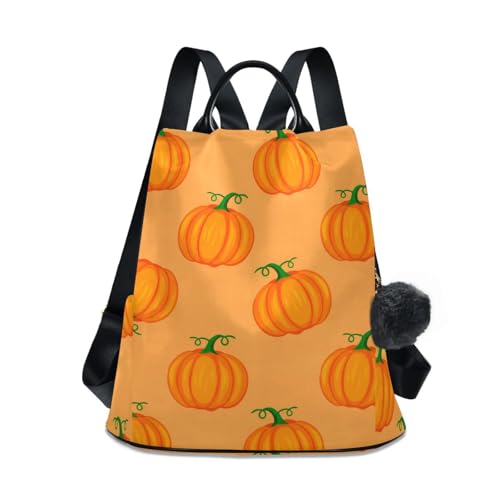 Sac à dos tendance motif citrouilles et vignes vertes pour femme style urbain