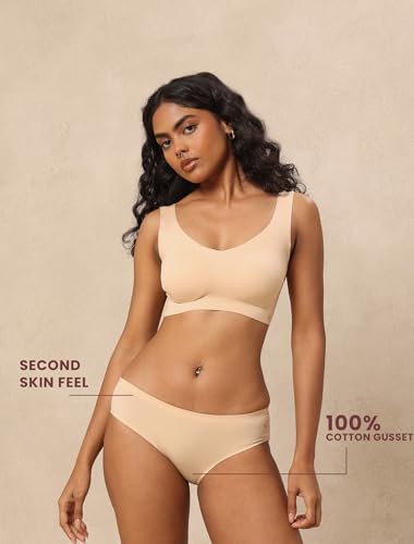 Image of Krvvy Low Waist Mid Coverage Seamless Bikini Panty for Women | Ultrasoft Underwear with 100% Cotton Gusset & Ventilation Holes