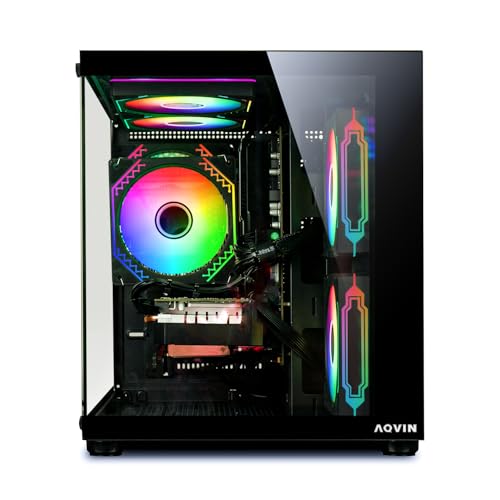 Image of AQVIN NEON Gaming PC - AMD Ryzen 7 Processor up to 4.1 GHz, 16GB DDR4 RAM, 512GB SSD, AMD Radeon RX 580 8GB, WiFi, Windows 11 Pro