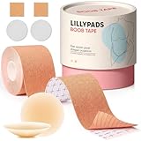 Lillypads® Premium Boob Tape – Bande Adhésive Poitrine avec Cache Tétons en Silicone – Maintien Invisible pour Dos Nu & sans Bretelles – Bonnet A–E