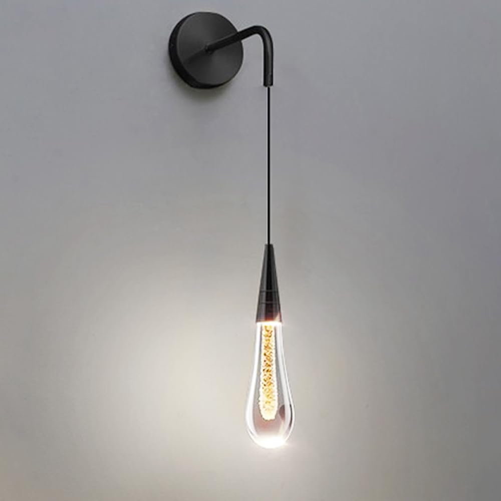 FZQSXAZU Creative Teardrop Wall Lamp 5W Modern Aluminum Single-Head Fixture with Glass Shade Bedside Lighting White Light Stylish Home Decor for Living Room/Bedroom