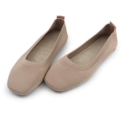 Image of RVROVIC Women Flat Shoes Knitted Lightweight Slip-on Loafers Breathabel Soft Comfortable Ballet Flats