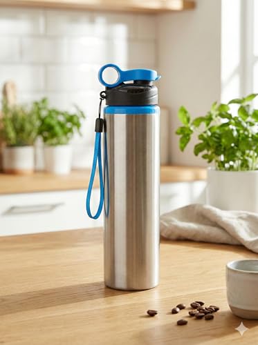 Image of Water Bottle 1 LTR Stainless Steel Sports /Fridge Bottle with Sipper Cap | Single Wall | for Home, Office, Gym, Travelling (Blue)