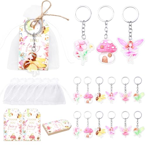 Serencatcher Fairy Birthday Party Favors, 72Pcs Fairy Baby Shower Party Favor Includes Keychain Thank You Tags for Fairy Theme Baby Shower Birthday Party Bridal Shower Wedding Bachelorette by Serencatcher - Used condition - US$13.81
